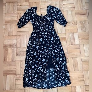 Hollister Black Floral Midi Dress